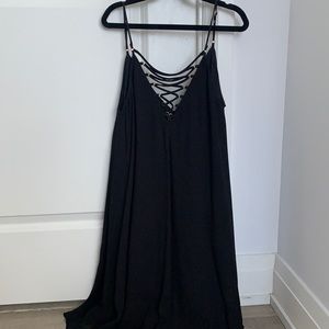 Black Flowy Dress with Gold Detail